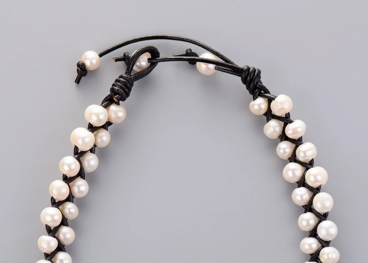 Ожерелье из жемчуга ожерелье пресноводного и кожи натурального женское