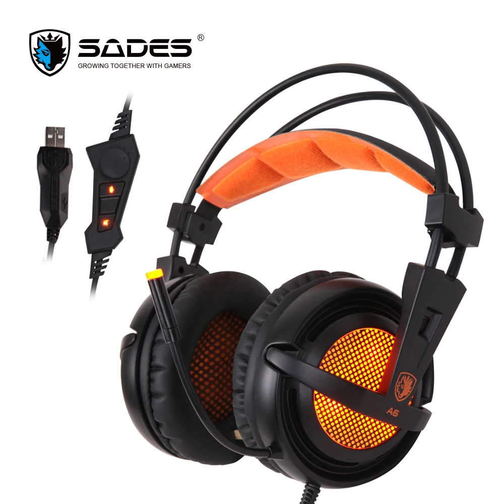 SADES A6 7 1 стерео наушники 2 м USB кабель игровая гарнитура с микрофоном Голосовое