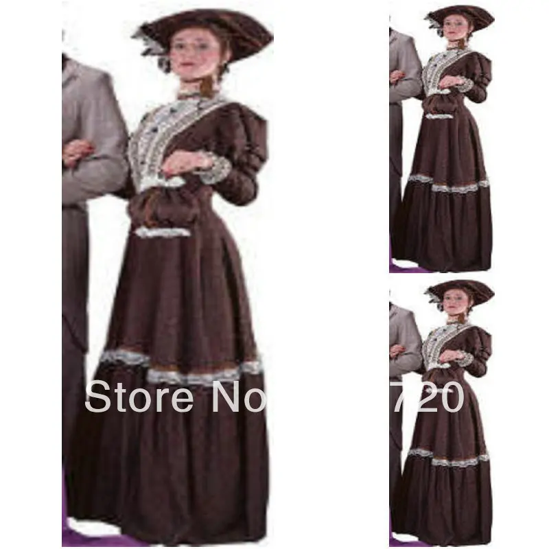 Custom-made1860s романтическое коричневое бальное платье для гражданских войн Southern Belle