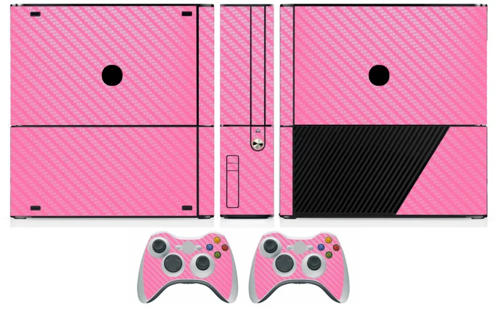 Розовая виниловая наклейка из углеродного волокна для Microsoft Xbox 360 E и 2 контроллера