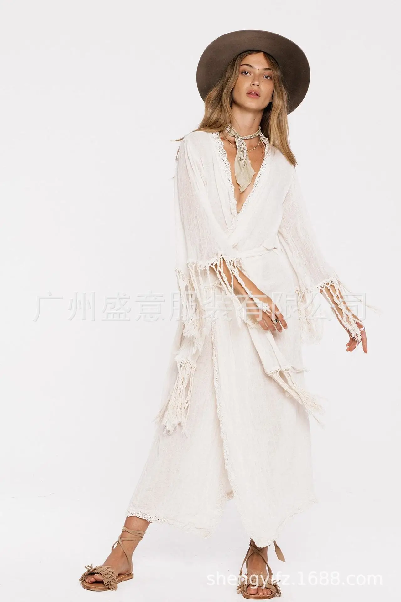 Повседневное однотонное Boho Макси женское платье с кисточками винтажные пляжные