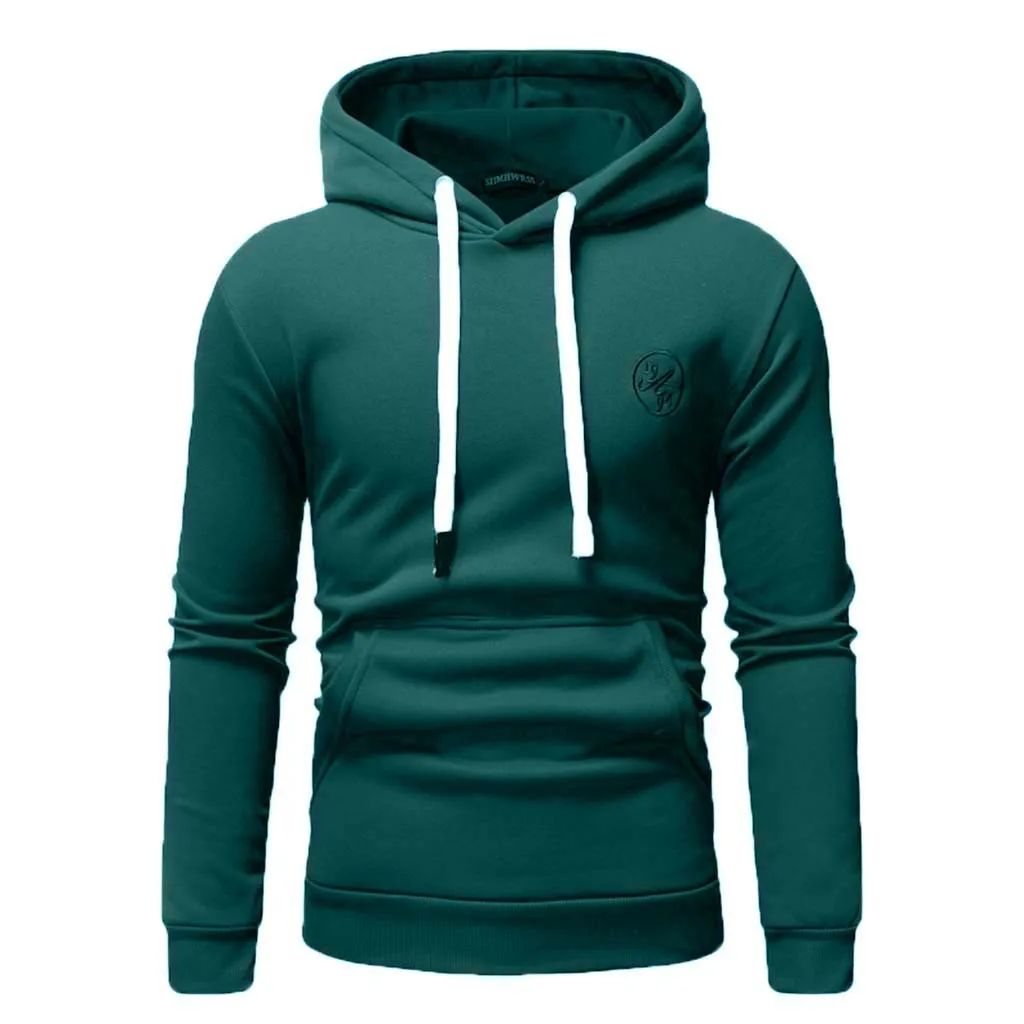 Army Green CHAMSGEND мужской модный однотонный свитер с капюшоном и длинным рукавом, Свободный Повседневный свитер, тренировочная теплая спортивная куртка размера плюс - Цвет: Army Green