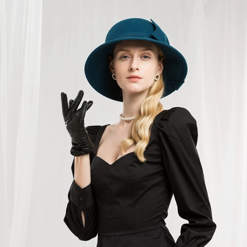 Женская шерстяная шапка Fedoras модная с куполом для девочек женские шерстяные
