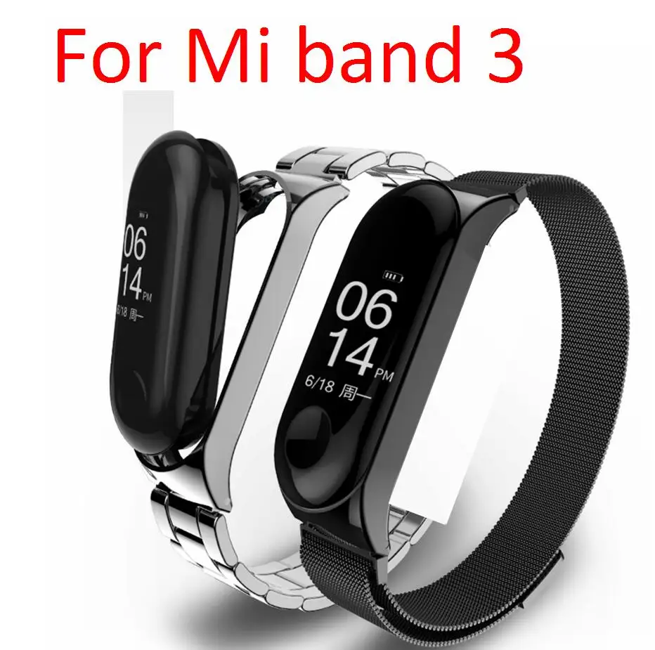 Ремешок для браслета Mi band 3 correa металлический корпус умный Браслет Xiaomi Band