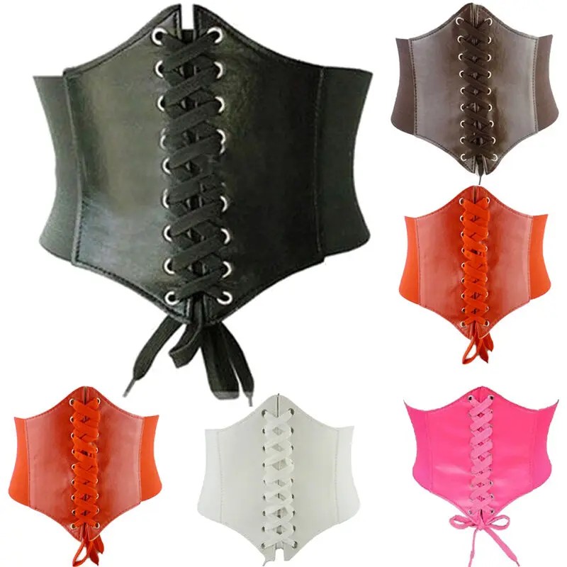 

Hirigin 2021 Women Leather Body Shaper Buckle Waistband Elastic Extra Wide Corset Tie High Waist Slimming Belt
