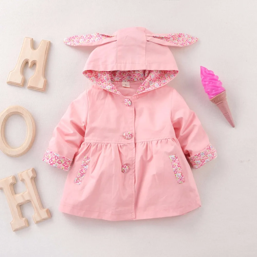 Куртки для девочек с милыми кроличьими ушками 2018 пальто весенне осеннее детская