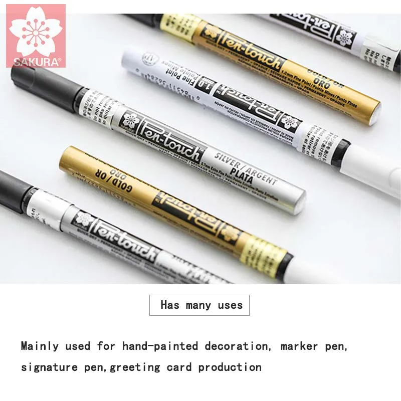 

SAKURA Highlight Marker Paint Universal Writing Marks Gold Silver White 0.7/1.0/2.0mm Designed for DIY Picture Art Supplies