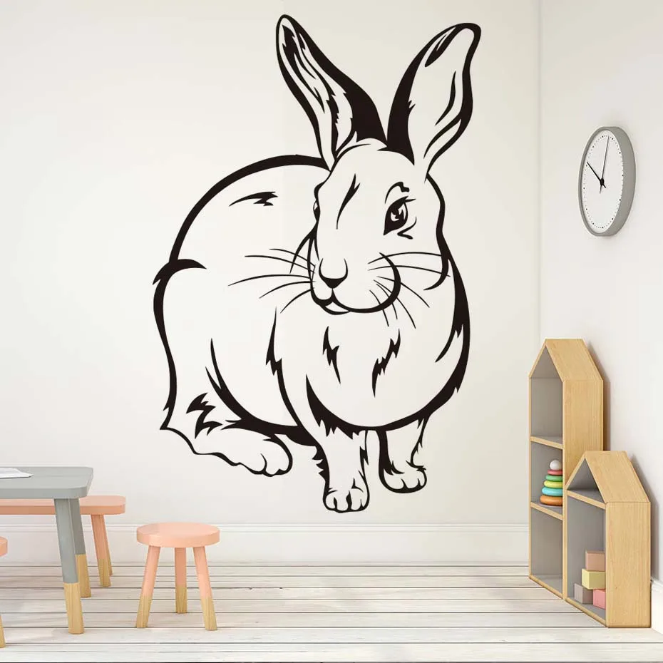 Милые кроличьи Контурные настенные наклейки для детской комнаты декоративные