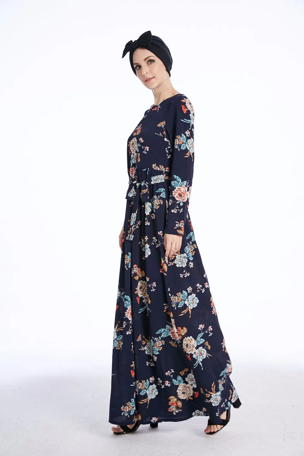 Мусульманское длинное платье из крепа с принтом Abaya кардиган туника кимоно Jubah
