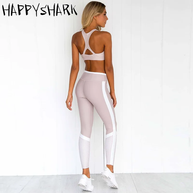 HAPPYSHARK 2019 розовые леггинсы бег спортивная эластичный Фитнес Бесшовные