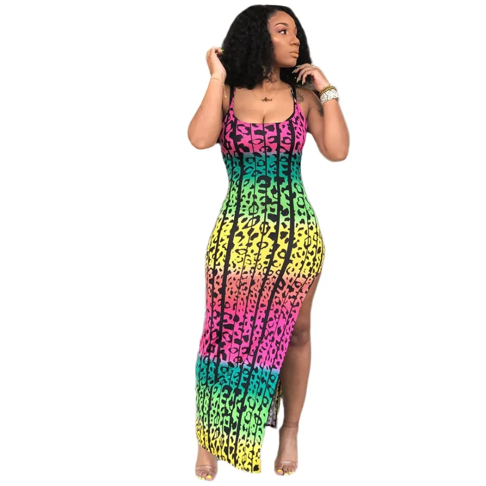 Летние новые женские платья без бретелек сексуальные спинки с цветным принтом