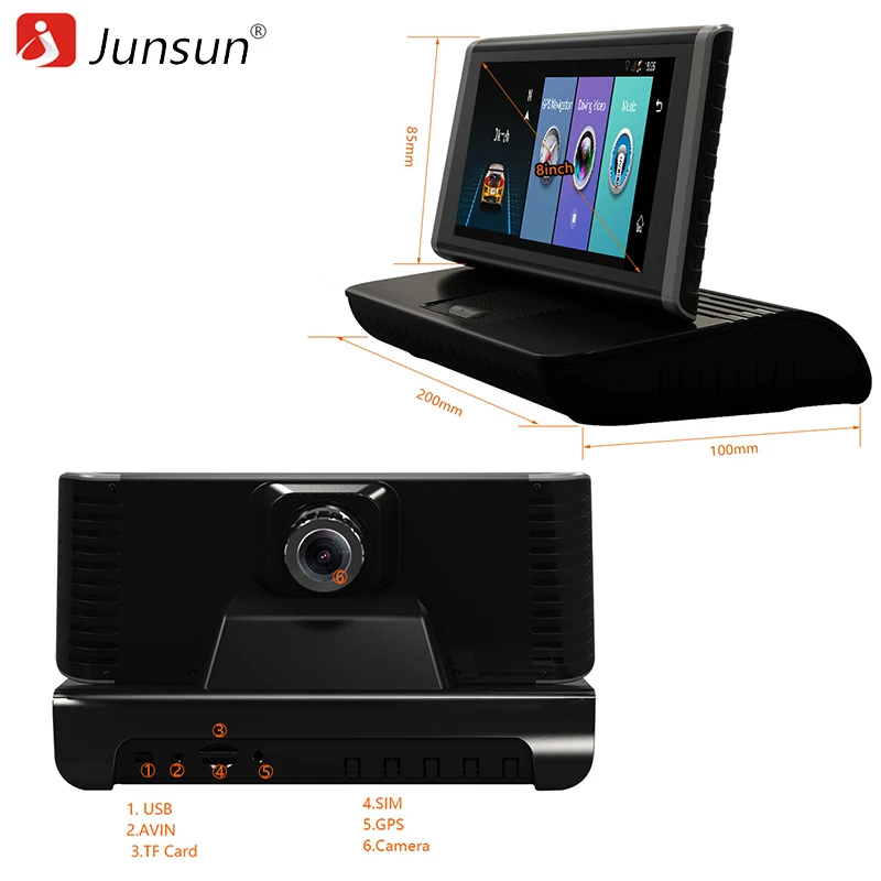 Junsun E35 автомобиля GPS навигации Android 5.1 ADAS 4 г Bluetooth dvr заднего вида Камера FM 8 дюймов