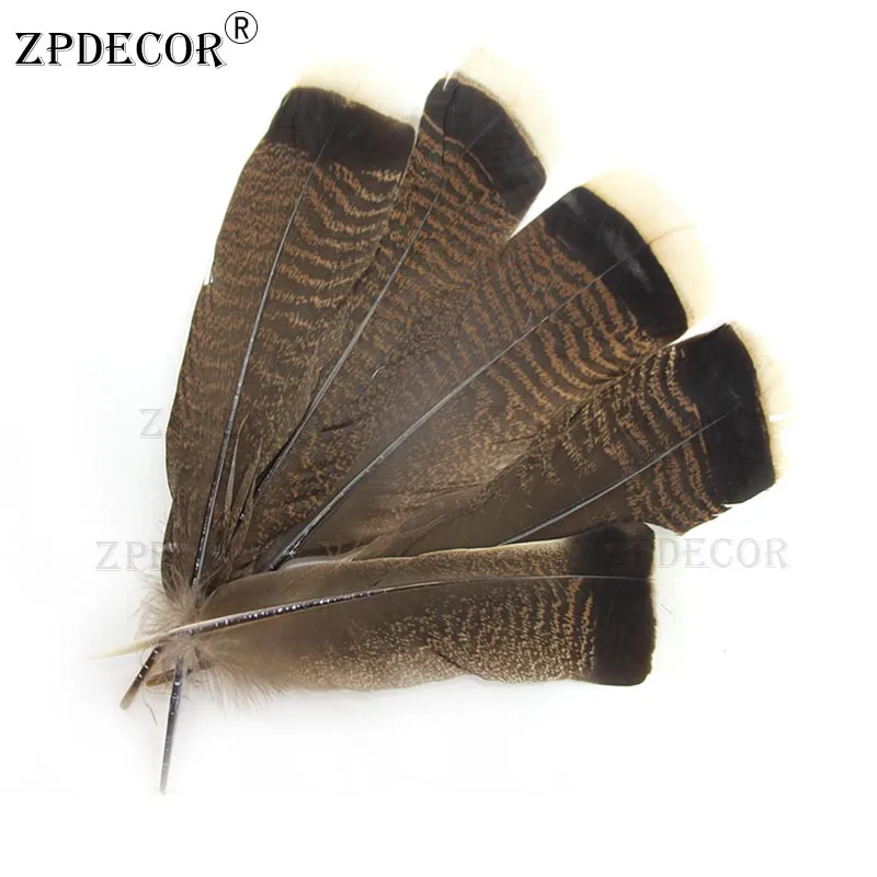 ZPDECOR Размер 10 ~ 12 дюймов/25 30 см перья индейки оптовая продажа плоских перьев