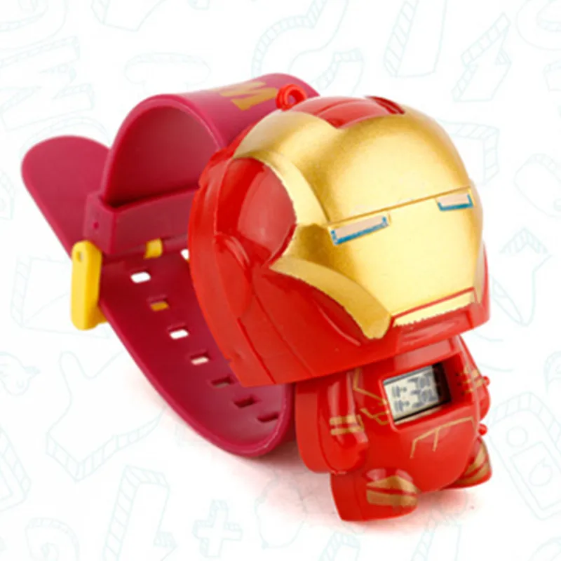 Iron man Детские часы Relogio Infantil hello kitty детские Мультяшные часы модные детские часы для девочек и мальчиков милые резиновые кожаные электронные часы подарки - Цвет: Iron man