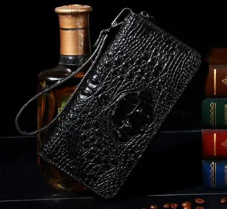 0089 black Мужской Длинный кошелек из натуральной кожи под крокодиловую кожу, роскошный мужской кошелек на молнии, держатель для карт, клатч, портфель для женщин, цена в долларах - Цвет: 0089 black