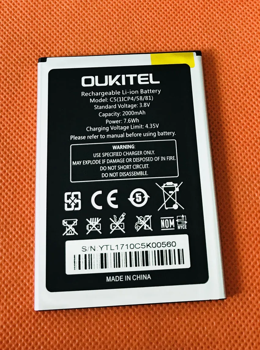 Оригинальный аккумулятор 2000 мАч для OUKITEL C5 Pro MTK6737 Quad Core|2000mah battery|batteries batteriesbateria