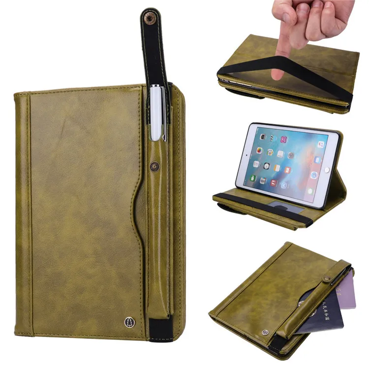 Кожаный чехол для iPad 9,7 funda с держателем стилуса 5-го 6-го поколения чехол для планшета для iPad 5 6 откидная подставка - Цвет: Green