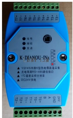 

6 road Type K thermocouple temperature temperature measurement module RTU MODBUS protocol photoelectric isolation 485 networking