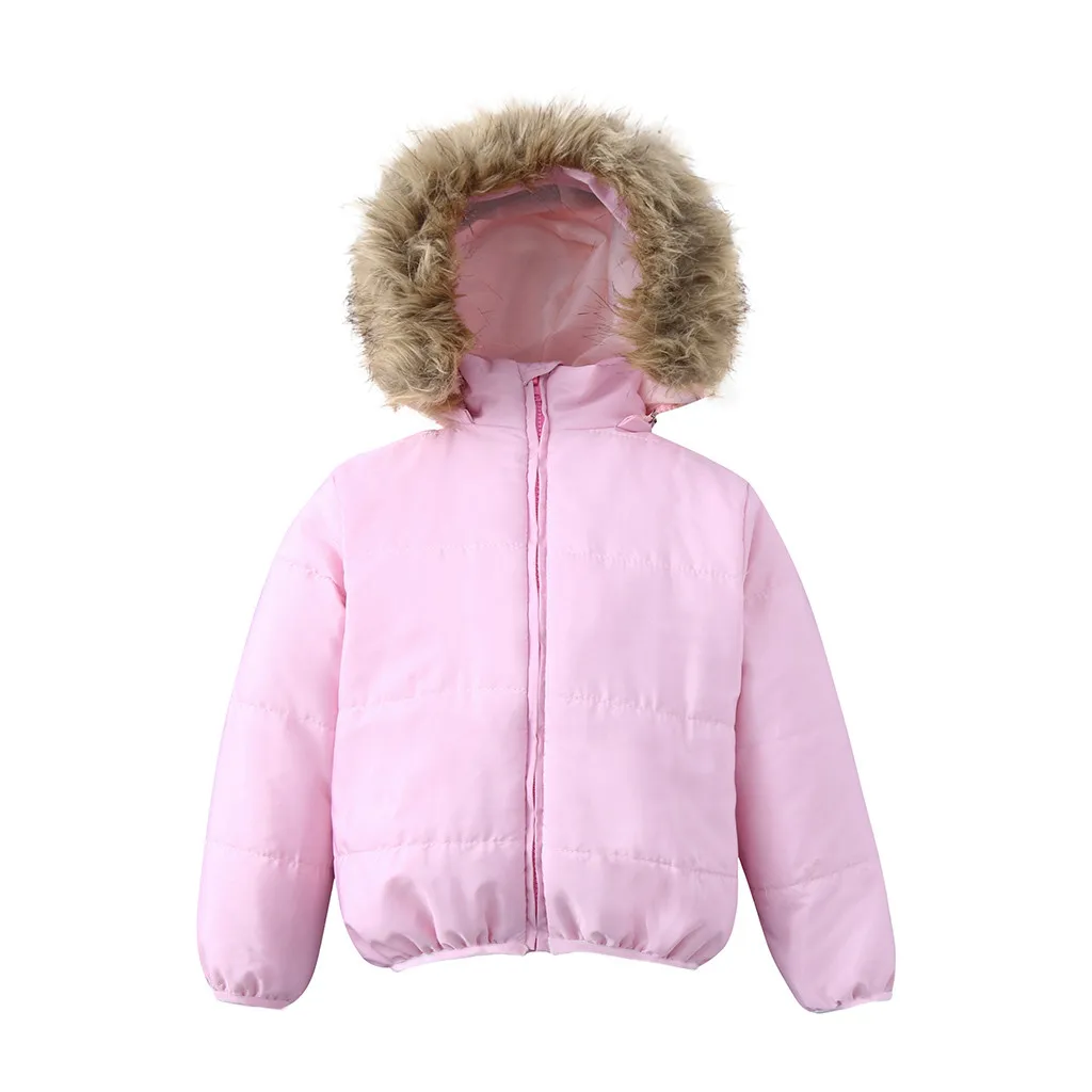 Pink Baby Girl Boy Clothes Kids Winter Jacket For Kids Girls Solid Hoodie Baby Winter Coat Cute Warm Baby Boy Winter Jackets Girls - Цвет: Pink
