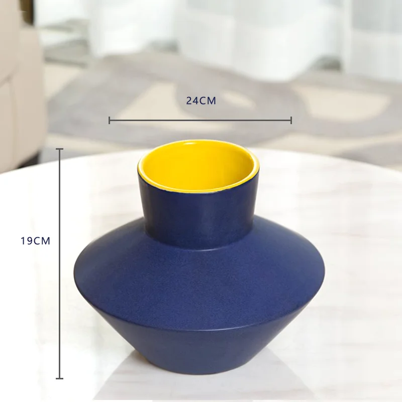 

Blue ceramic vase Nordic light luxury modern minimalist flower arrangement living room home decoration dry flower vases