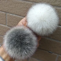 nianfox 1pc 7 5cm beige with black tip faux mink fur ball key chains key rings decorative wool ike ball for shoes scarf curtain