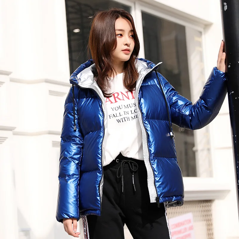 Women Blue Tcyeek размера плюс зимнее пальто Мужская Женская куртка Hiver модная короткая куртка на гусином пуху женская с капюшоном модная зимняя одежда K8890 - Цвет: Women Blue