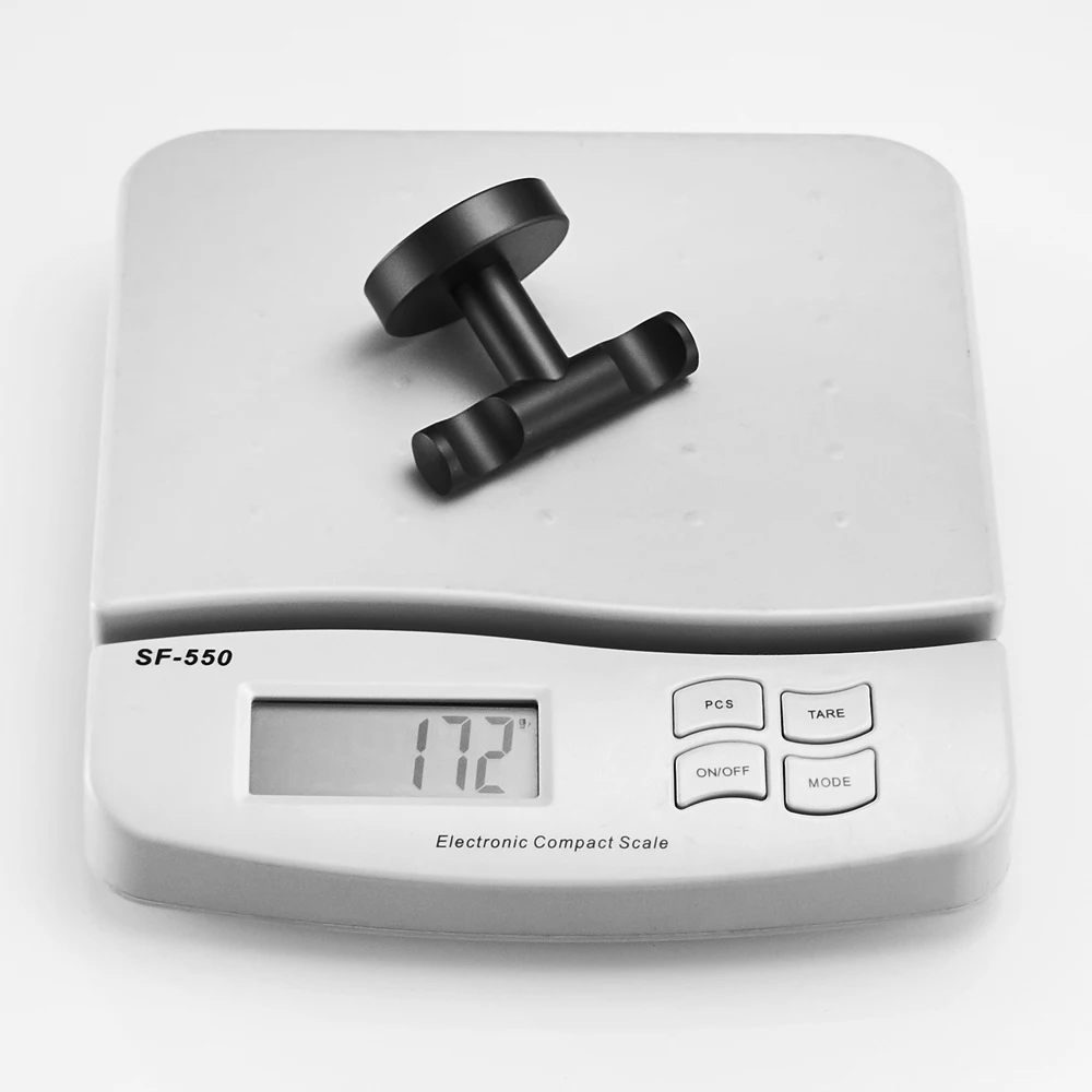 Матовые черные двойные крючки для полотенец Leyden с круглым основанием из