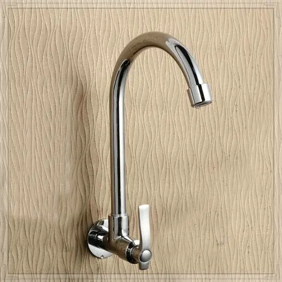 Wholesale and retail Single cold Kitchen Faucet wall mount Chrome Swivel Sink Brass water faucet cozinha torneira ZJ6701B | Обустройство