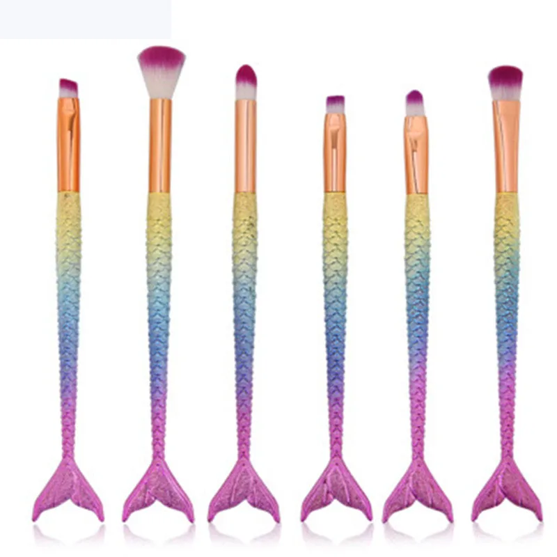 6 шт. набор кистей для макияжа Русалочки пудра тени век контурные румяна