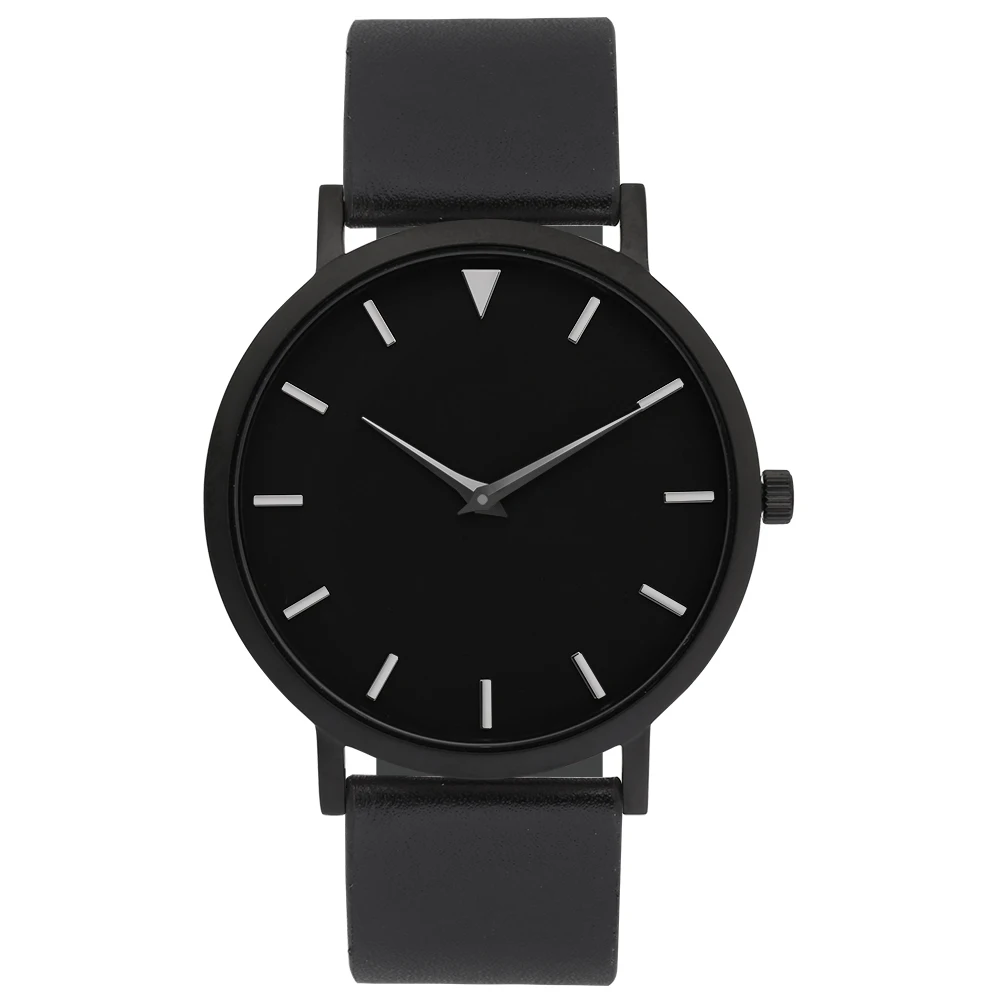 

Watches Women Black Leather Strap 2 Years Warranty, Watches 316L Stainless Steel Simple Dial Face Clocks