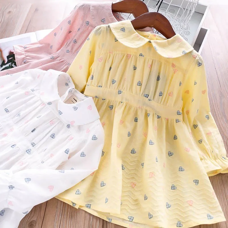 Платье с длинными рукавами для маленьких девочек белая розовая желтая одежда