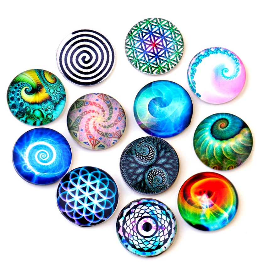 24pcs 14MM 16MM Beautiful Rings Pattern Round Handmade Photo Glass Cabochons &amp Dome Cover DIY Cabochon Beads | Украшения и