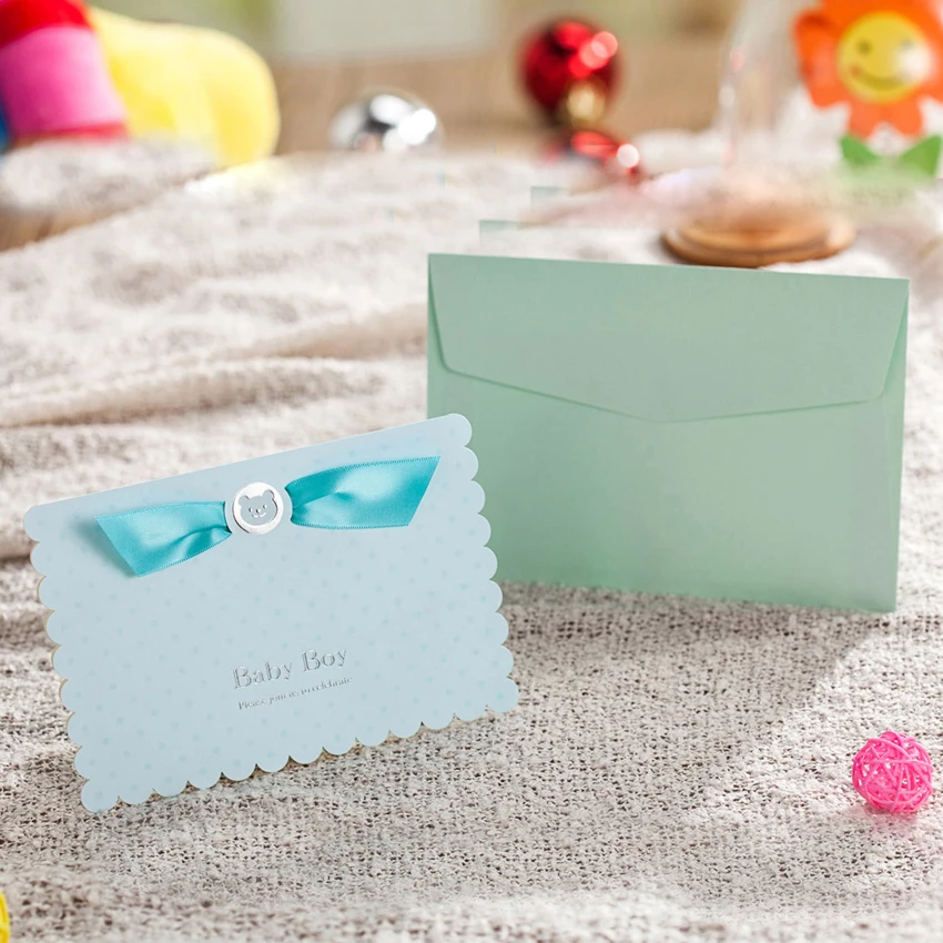 Wishmade синий детский душ Пригласительные открытки с милой детской машиной