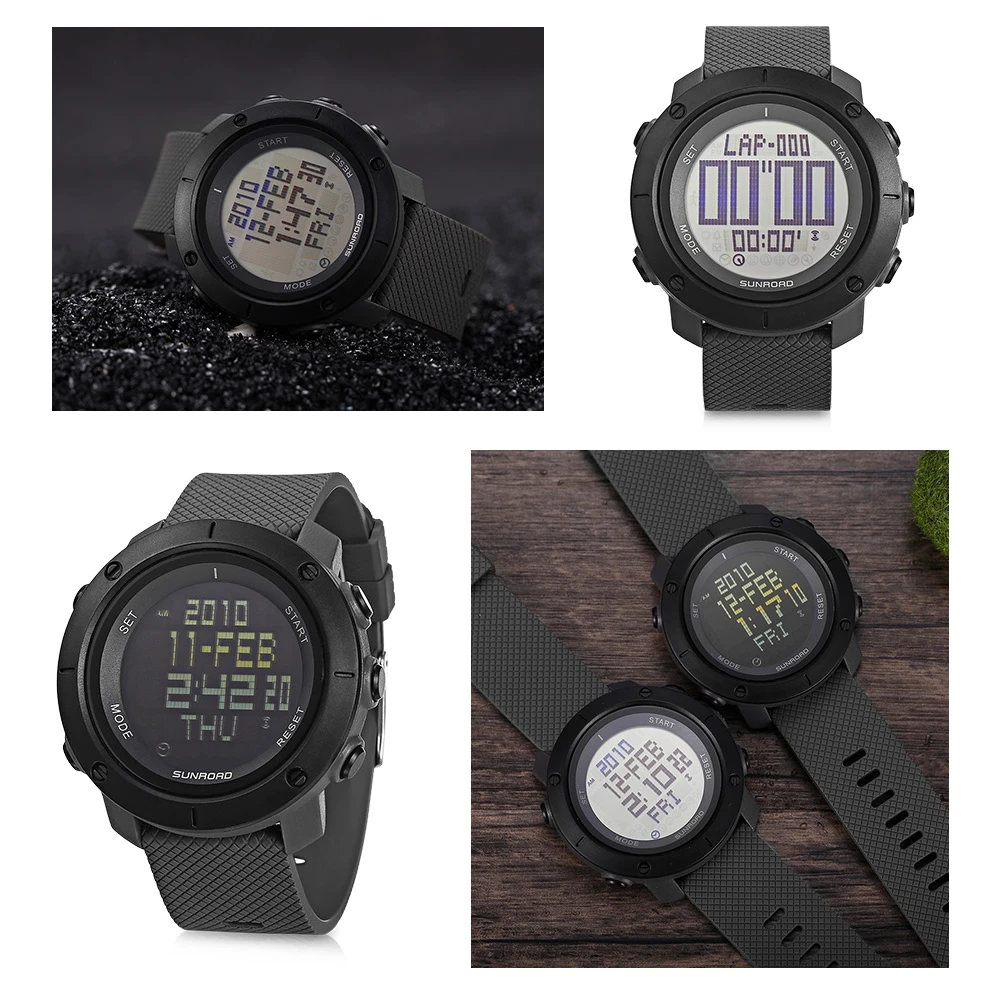SUNROAD FR1004 Мужские Цифровые спортивные часы World Time хронограф наручные часы|wristwatch