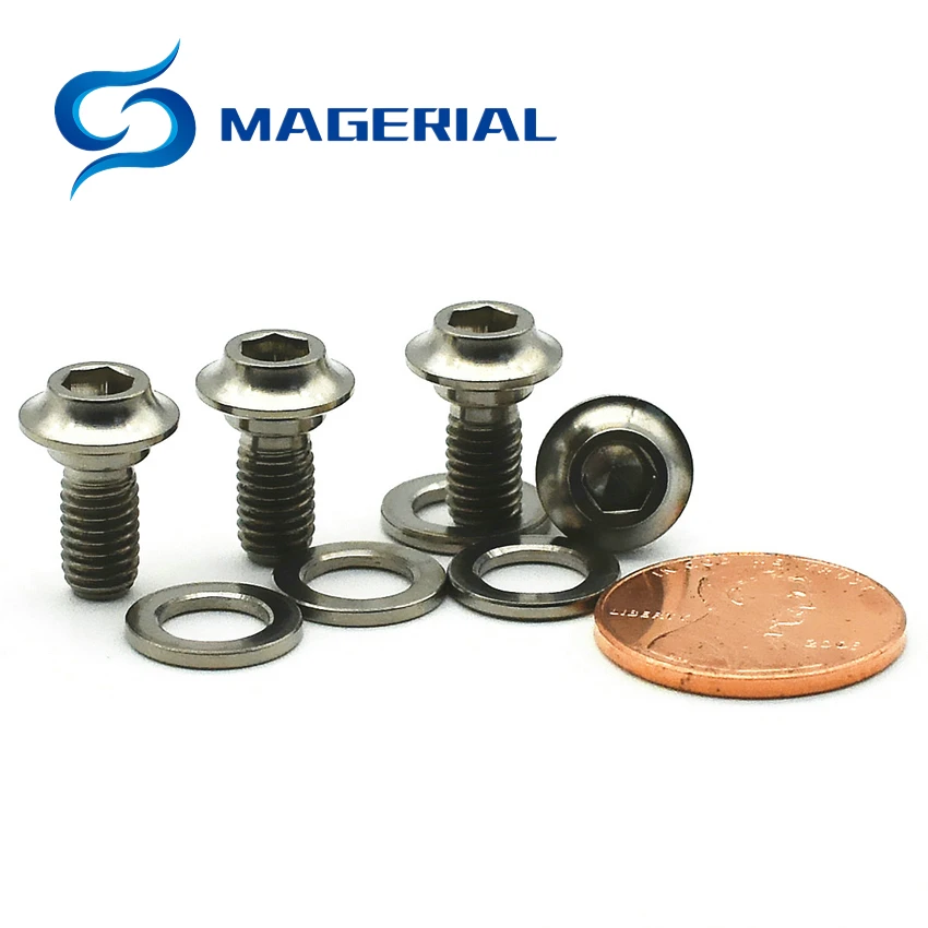 

Titanium Bolts Washer M5 x10 Brake Limit Gold/Multiple Color Disc Headed Hexagon Socket Titanium Screw Ti Fastener Pack of 6pcs