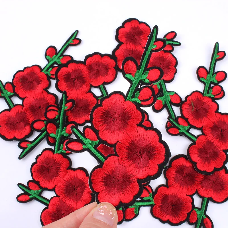 5 шт./лот вышитый цветок сливы патч для девочки одежда Железный на женской одежде
