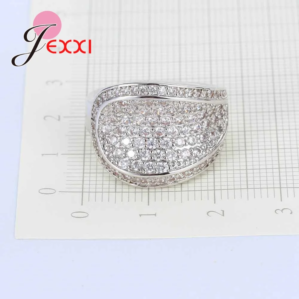 

Fashion Cubic Zirconia Setting Round CZ Crystal Finger Rings 925 Sterling Silver Wedding Rings Wholesale Dropshipping Anel