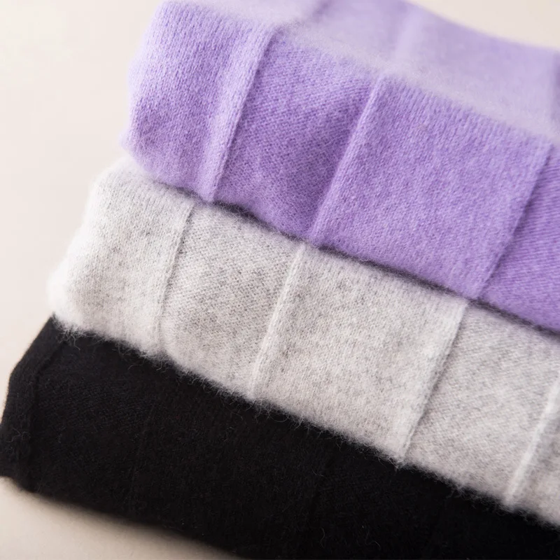 New Arrival 100% pure Cashmere women wide striped Basic Knitted Turtleneck Sweater Female Solid Collar Pullovers Warm | Женская одежда