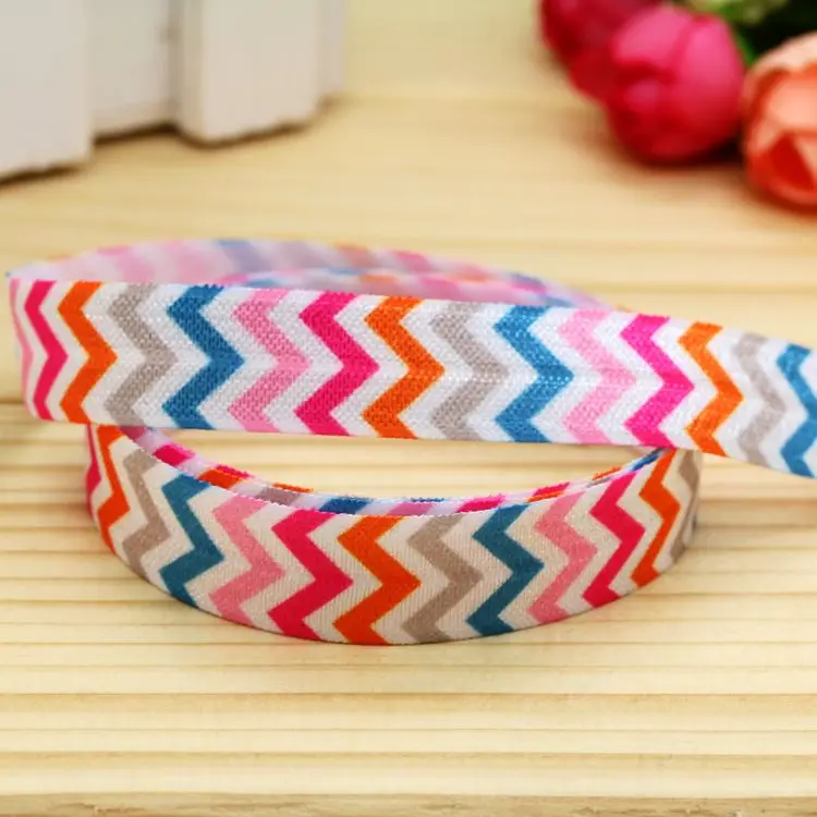 

5/8'' Free shipping Fold Elastic FOE chevron printed headband headwear hairband diy decoration wholesale OEM P5366