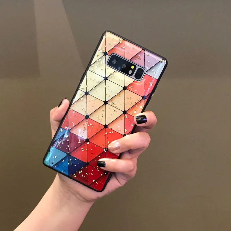 Rhombus Разноцветный сетчатый мягкий чехол из золотой фольги для samsung Note 10, 8, 9, шикарные ромбовидные дворцовые цветы, чехол для samsung Galaxy S10 Plus, S9 - Цвет: Rhombus