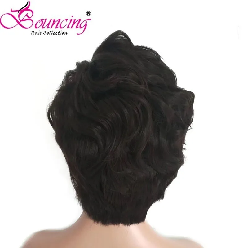Подпрыгивающие волосы короткие Pixie Cut парики бразильские человеческие волосы remy парик для черных женщин 2 шт./партия
