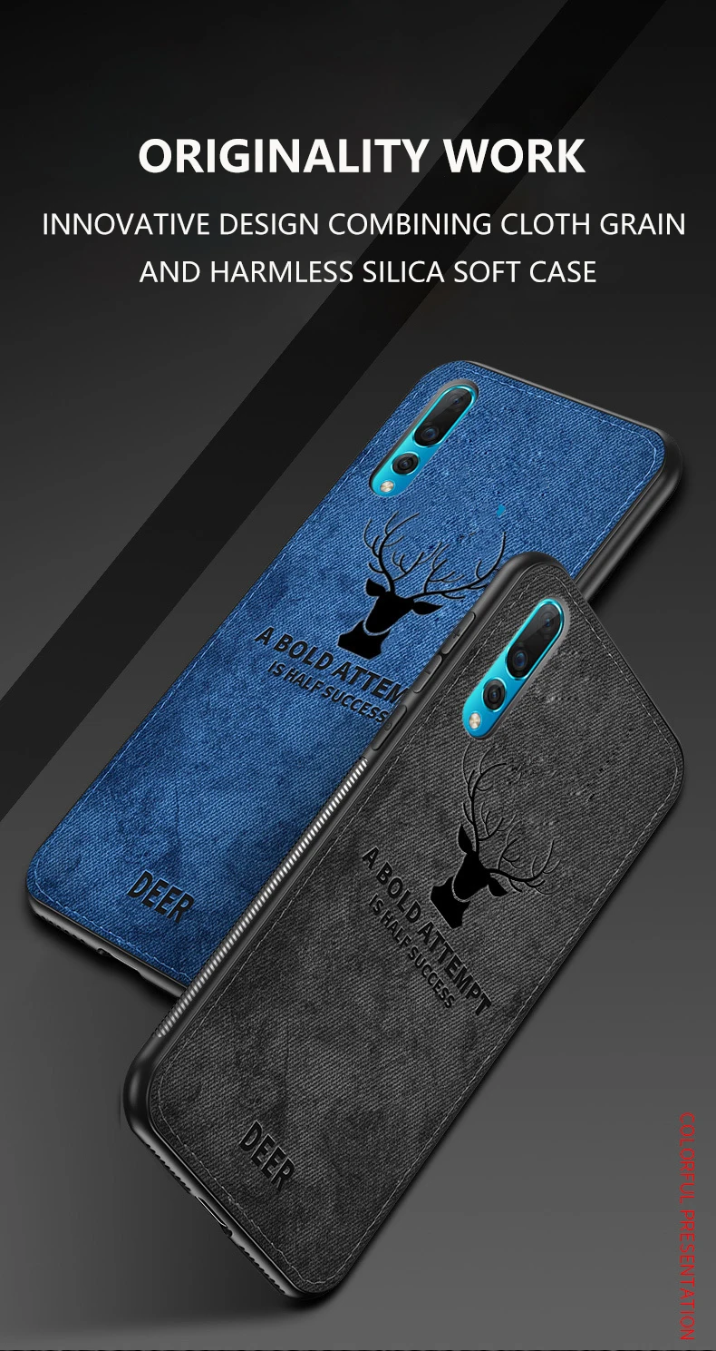 Hot Cloth Texture Deer 3D Soft TPU Magnetic Car Case for Samsung Galaxy A20 Built-in Magnet Plate Case for A30 A40 A50 A70 Cover
