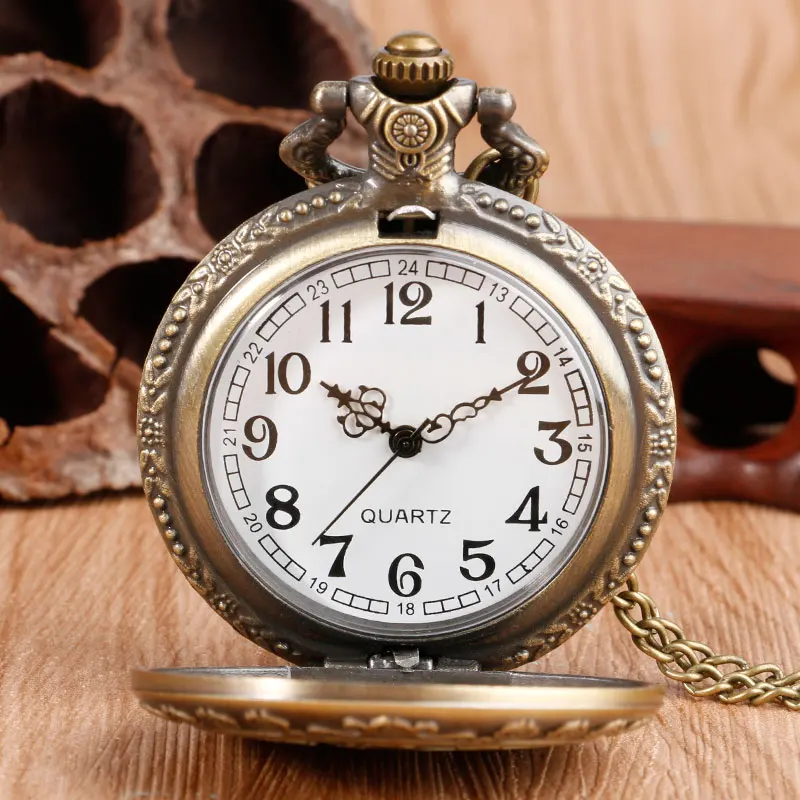 New Arrival Retro  Theme Bronze Quartz Pocket Watches Vintage Fob Watches Christmas Birthday Gift
