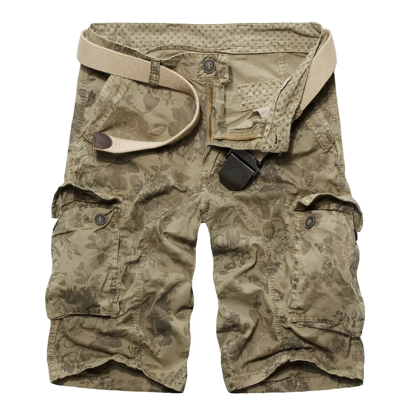 LANBAOSI 2018 мужские повседневные шорты из хлопка с цветочным принтом Карго короткие