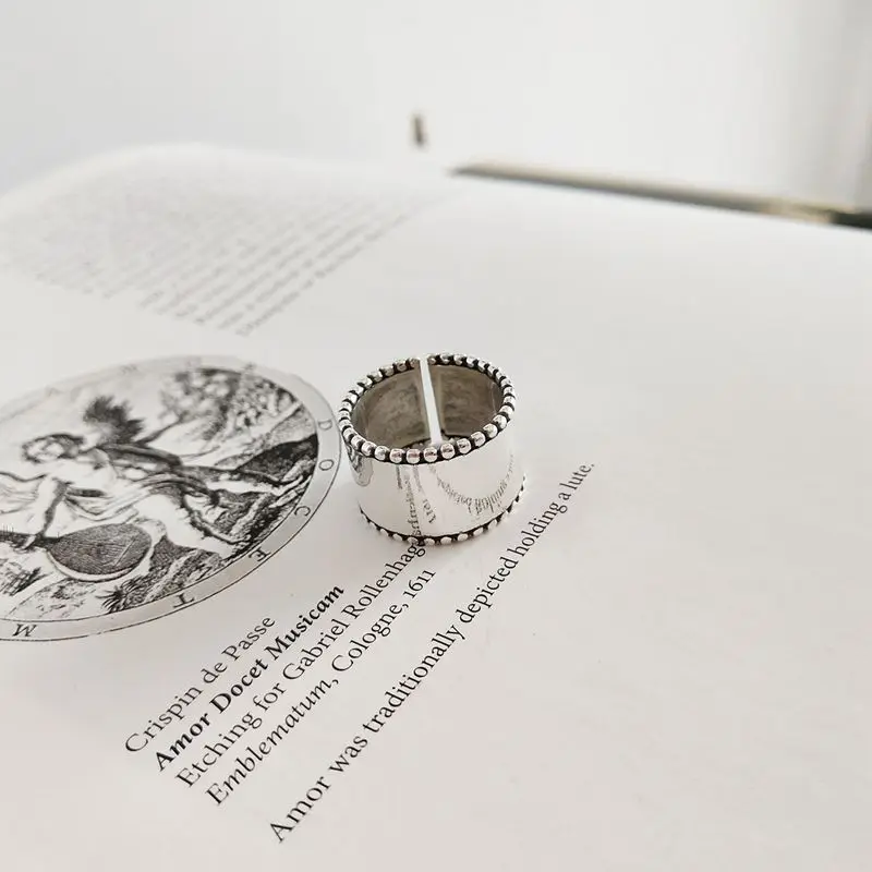 Silvology, 925 пробы, серебряные, глянцевые, с бусинами, с широкой поверхностью, женские кольца, элегантные, Япония, Корея, открытый кольца из серебра 925 пробы, ювелирные изделия, подарок