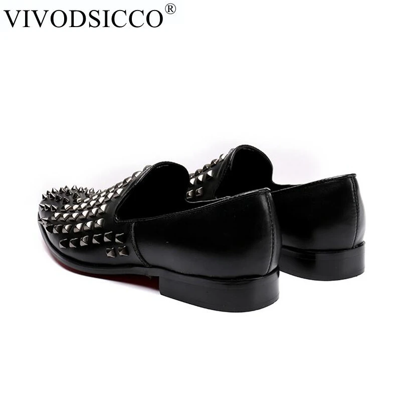 VIVODSICCO/модные мужские туфли из натуральной кожи; Zapatillas Superstar; повседневные мужские лоферы на плоской подошве с заклепками; свадебные туфли