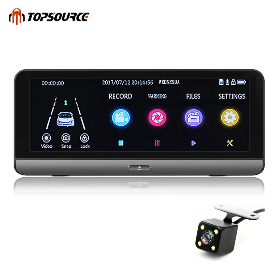 Автомобильный видеорегистратор TOPSOURCE 8 дюймов HD 1080 P двойной объектив камера авто