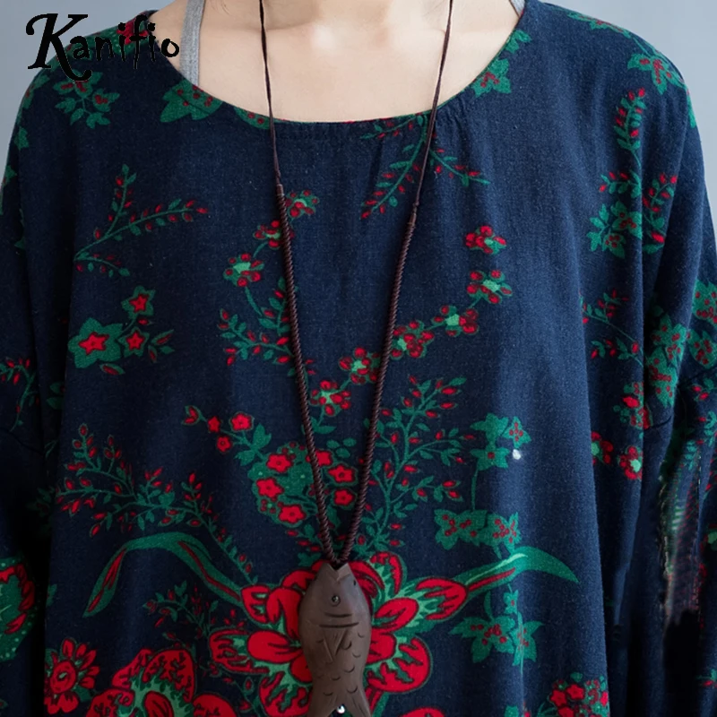 Женское платье рубашка с принтом Kanifio длинное Повседневное туника размера