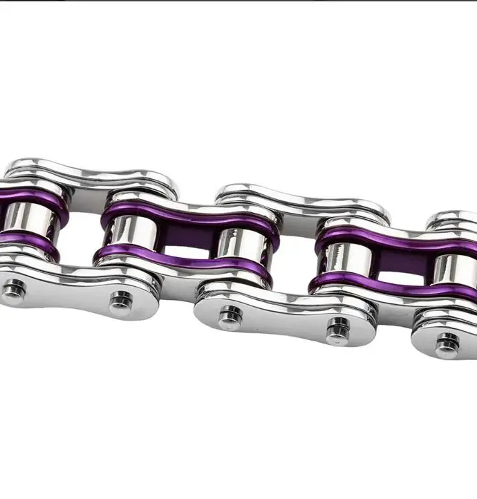 Крутые 16 мм панковские мужские фиолетовые велосипедные браслеты-цепи с мотором