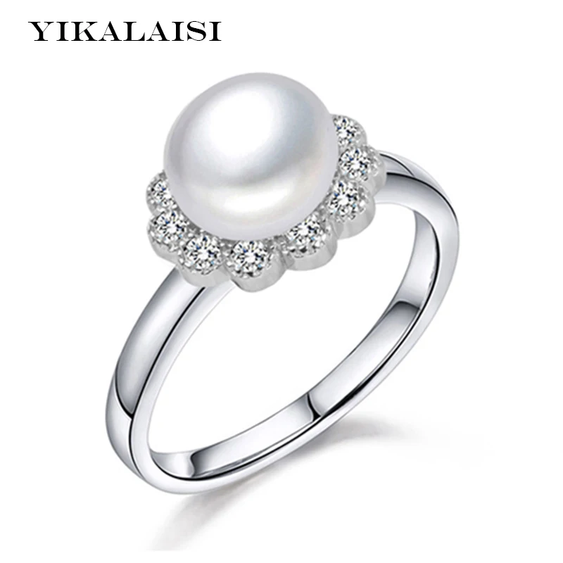 

YIKALAISI 2017 New 100% natural real freshwater pearl jewelry rings for women 925 sterling silver jewelry genuine pearl rings